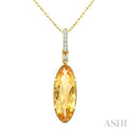 Evoque Gemstone Oval Shape & Diamond Pendant