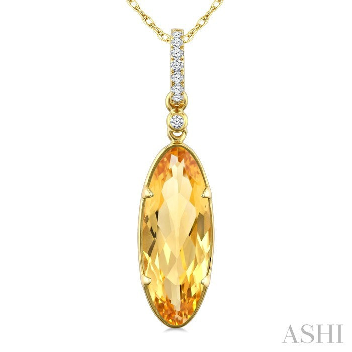 Evoque Gemstone Oval Shape & Diamond Pendant