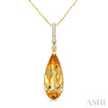 Evoque Gemstone Pear Shape & Diamond Pendant