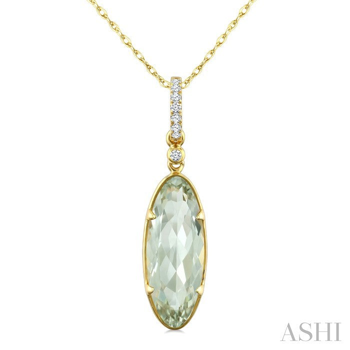 Evoque Gemstone Oval Shape & Diamond Pendant