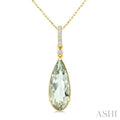 Evoque Gemstone Pear Shape & Diamond Pendant