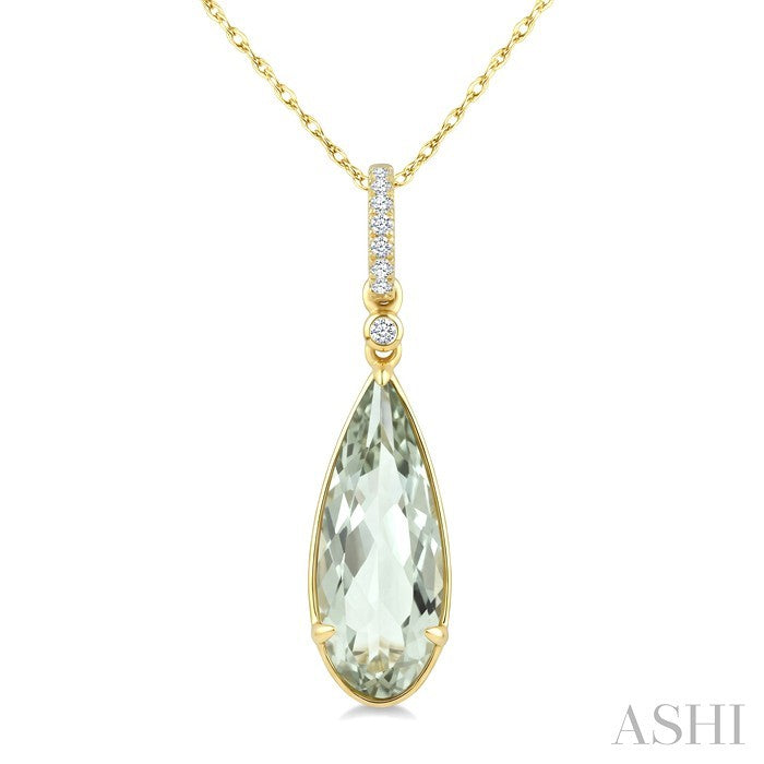 Evoque Gemstone Pear Shape & Diamond Pendant