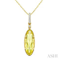 Evoque Gemstone Oval Shape & Diamond Pendant