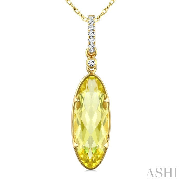 Evoque Gemstone Oval Shape & Diamond Pendant