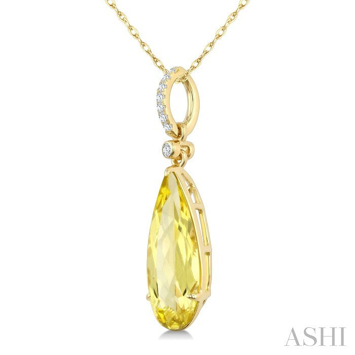 Evoque Gemstone Pear Shape & Diamond Pendant