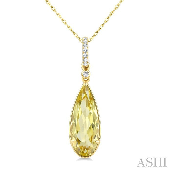 Evoque Gemstone Pear Shape & Diamond Pendant