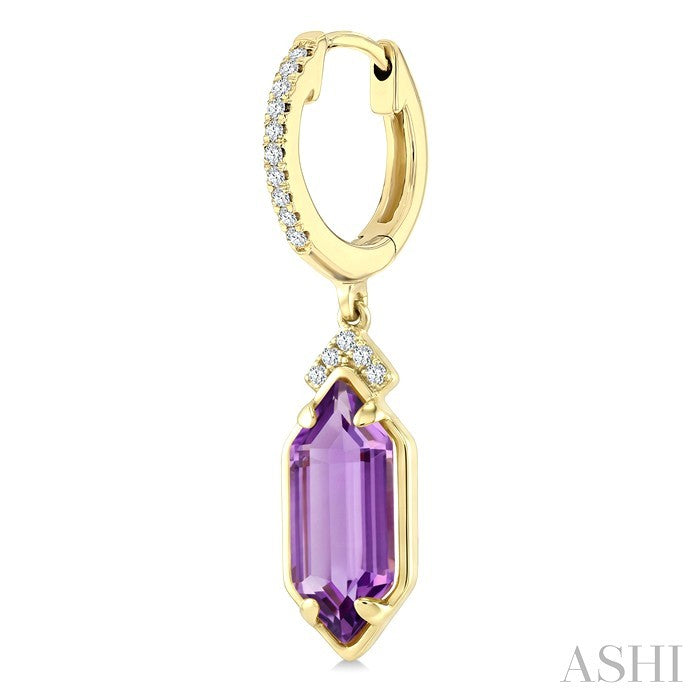Evoque Gemstone Hexagon Shape & Diamond Earrings