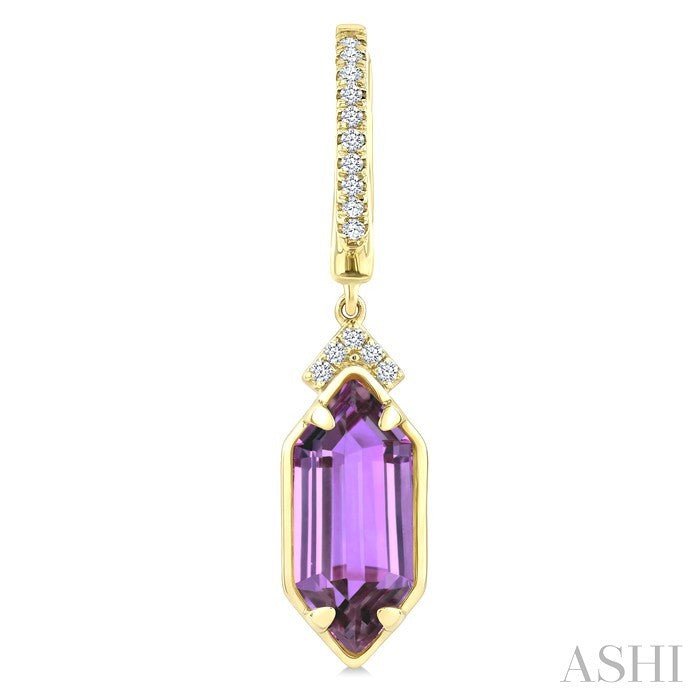 Evoque Gemstone Hexagon Shape & Diamond Earrings