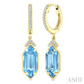Evoque Gemstone Hexagon Shape & Diamond Earrings