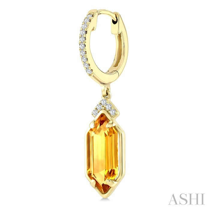 Evoque Gemstone Hexagon Shape & Diamond Earrings