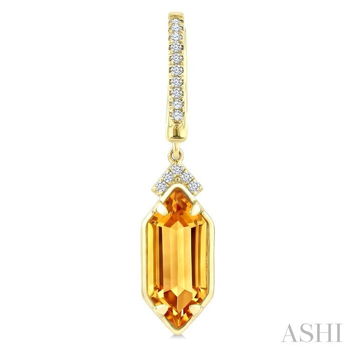 Evoque Gemstone Hexagon Shape & Diamond Earrings