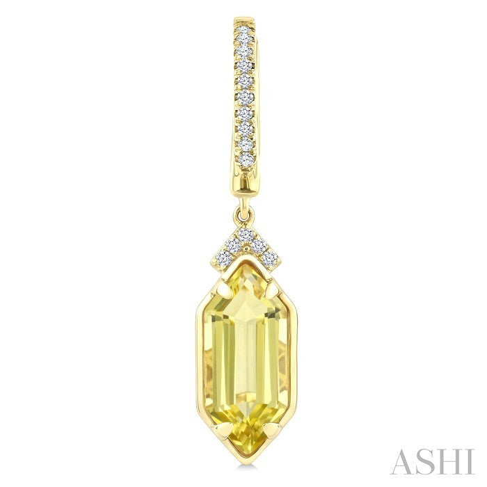Evoque Gemstone Hexagon Shape & Diamond Earrings