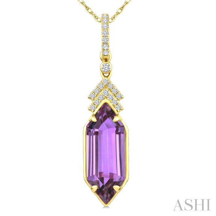 Evoque Gemstone Hexagon Shape & Diamond Pendant