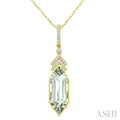 Evoque Gemstone Hexagon Shape & Diamond Pendant