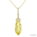 Evoque Gemstone Hexagon Shape & Diamond Pendant