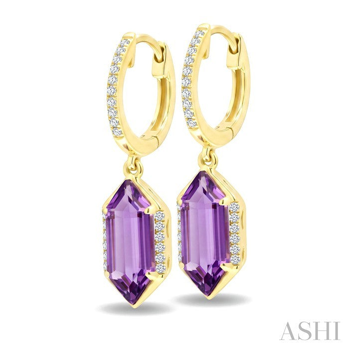 Evoque Gemstone Hexagon Shape & Diamond Earrings