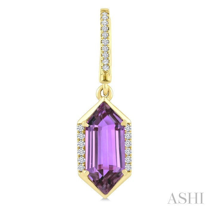 Evoque Gemstone Hexagon Shape & Diamond Earrings