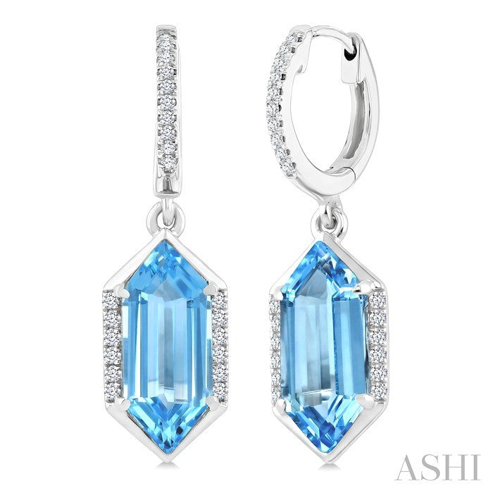 Evoque Gemstone Hexagon Shape & Diamond Earrings