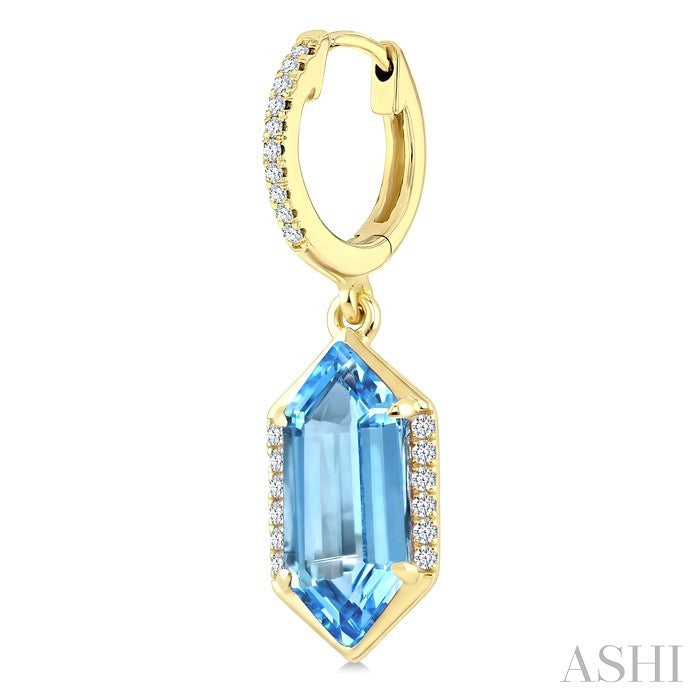 Evoque Gemstone Hexagon Shape & Diamond Earrings