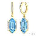 Evoque Gemstone Hexagon Shape & Diamond Earrings