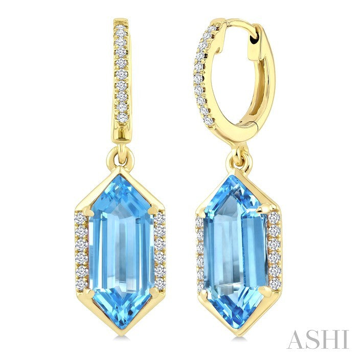 Evoque Gemstone Hexagon Shape & Diamond Earrings