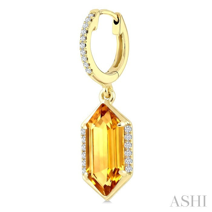 Evoque Gemstone Hexagon Shape & Diamond Earrings