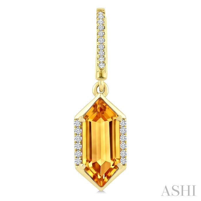 Evoque Gemstone Hexagon Shape & Diamond Earrings