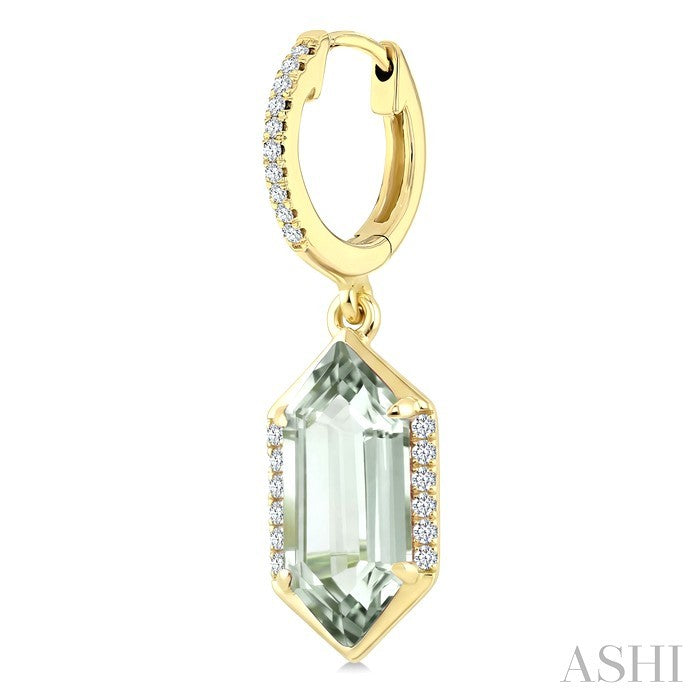 Evoque Gemstone Hexagon Shape & Diamond Earrings