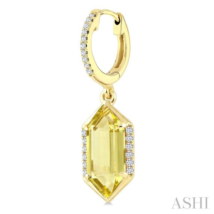 Evoque Gemstone Hexagon Shape & Diamond Earrings