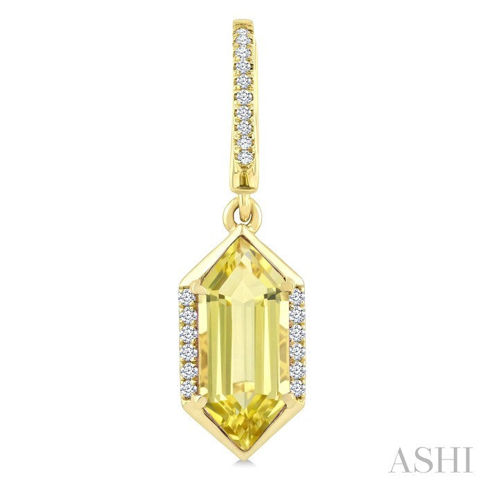 Evoque Gemstone Hexagon Shape & Diamond Earrings