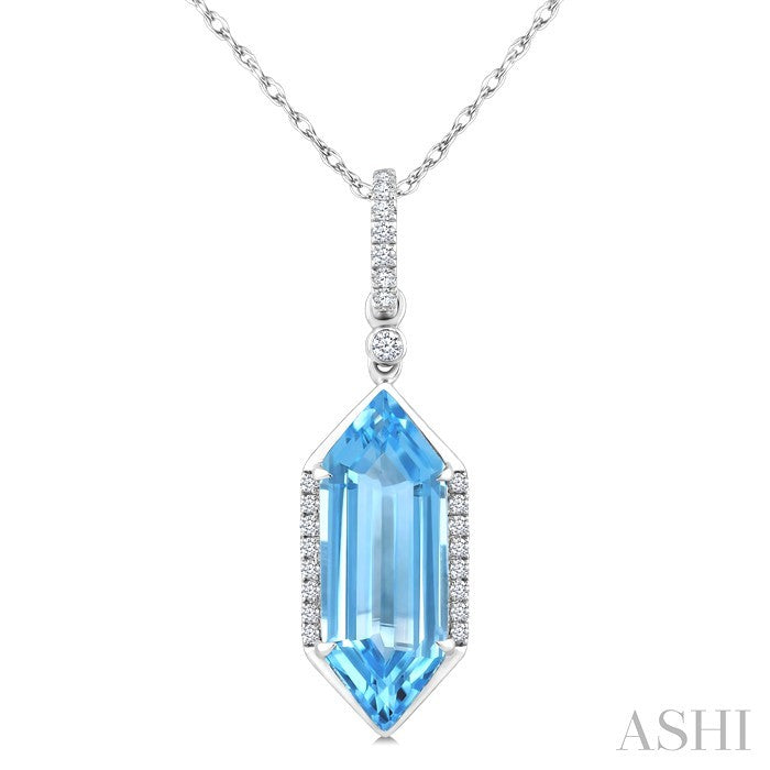 Evoque Gemstone Hexagon Shape & Diamond Pendant