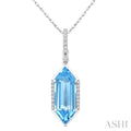 Evoque Gemstone Hexagon Shape & Diamond Pendant