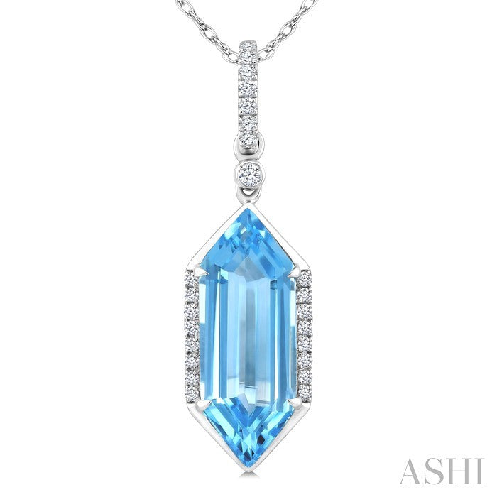 Evoque Gemstone Hexagon Shape & Diamond Pendant