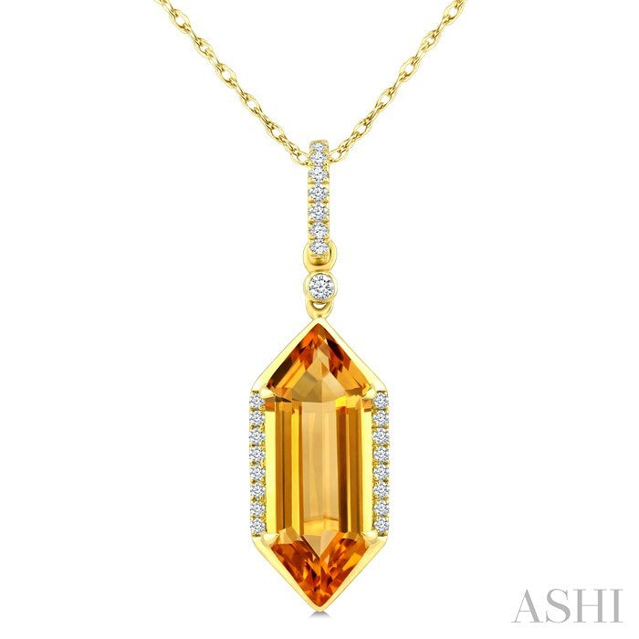 Evoque Gemstone Hexagon Shape & Diamond Pendant