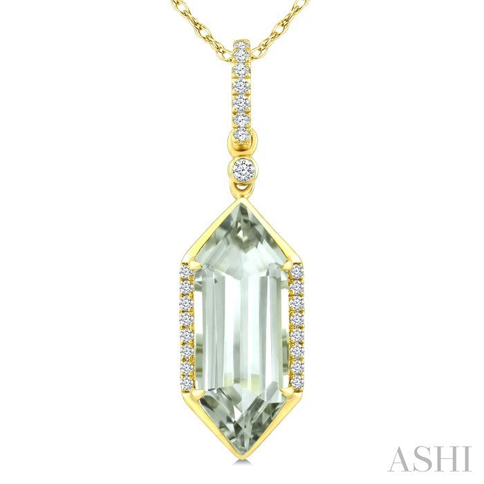 Evoque Gemstone Hexagon Shape & Diamond Pendant