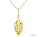 Evoque Gemstone Hexagon Shape & Diamond Pendant
