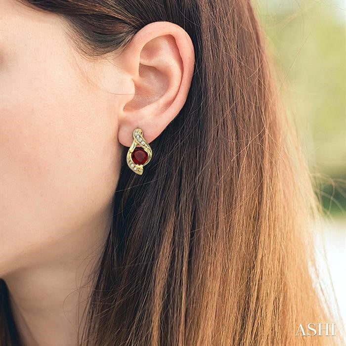 Heart Shape Gemstone & Diamond Earrings