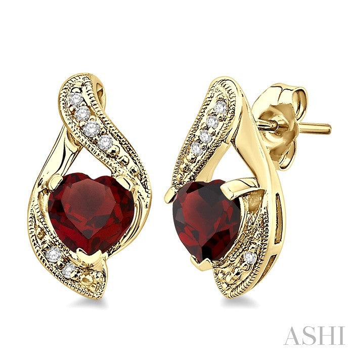 Heart Shape Gemstone & Diamond Earrings