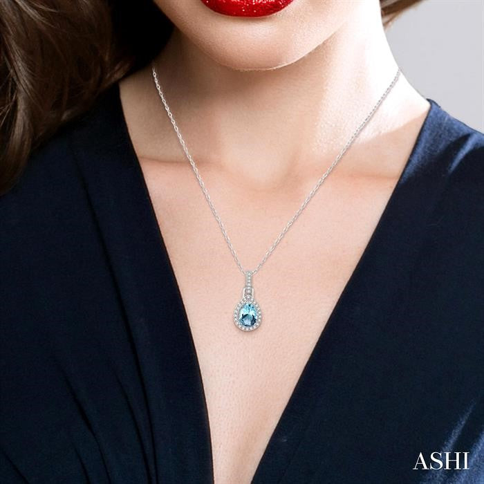 Pear Shape Gemstone & Halo Diamond Pendant