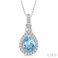 Pear Shape Gemstone & Halo Diamond Pendant