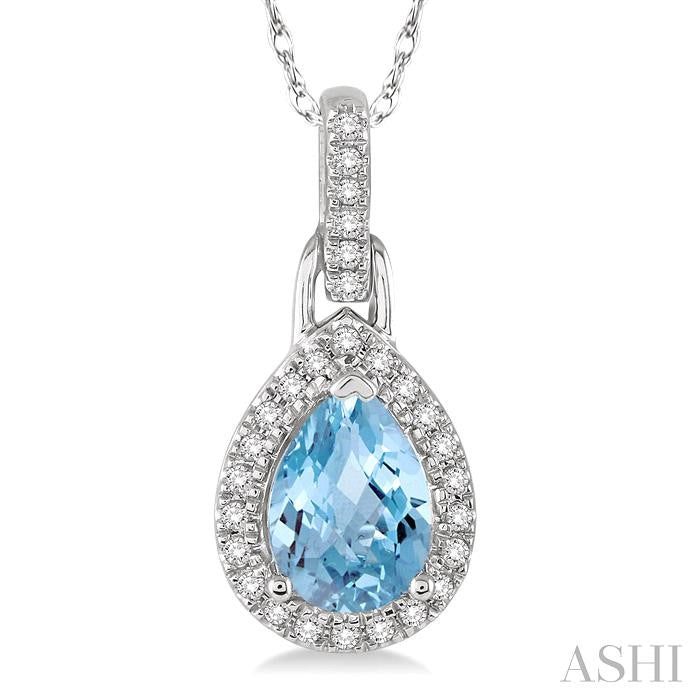 Pear Shape Gemstone & Halo Diamond Pendant