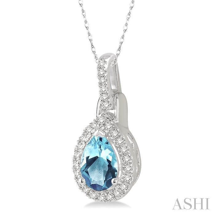 Pear Shape Gemstone & Halo Diamond Pendant