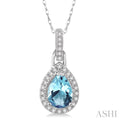 Pear Shape Gemstone & Halo Diamond Pendant