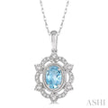 Oval Shape Gemstone & Diamond Pendant