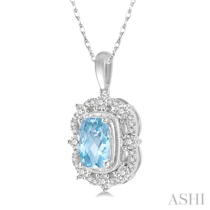 Cushion Shape Gemstone & Diamond Pendant