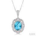Oval Shape Gemstone & Halo Diamond Pendant