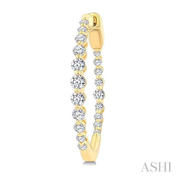 Inside-Out Graduated Diamond Fashion Hoop Earrings
