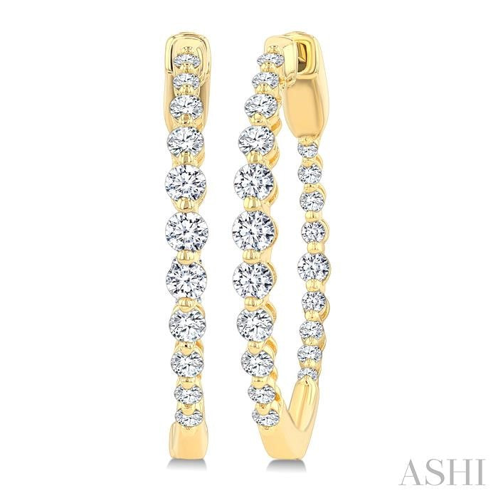 Inside-Out Graduated Diamond Fashion Hoop Earrings