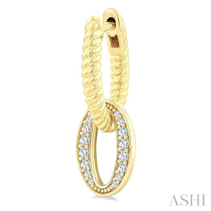 Oval Interlock Rope Diamond Fashion Hoop Earrings