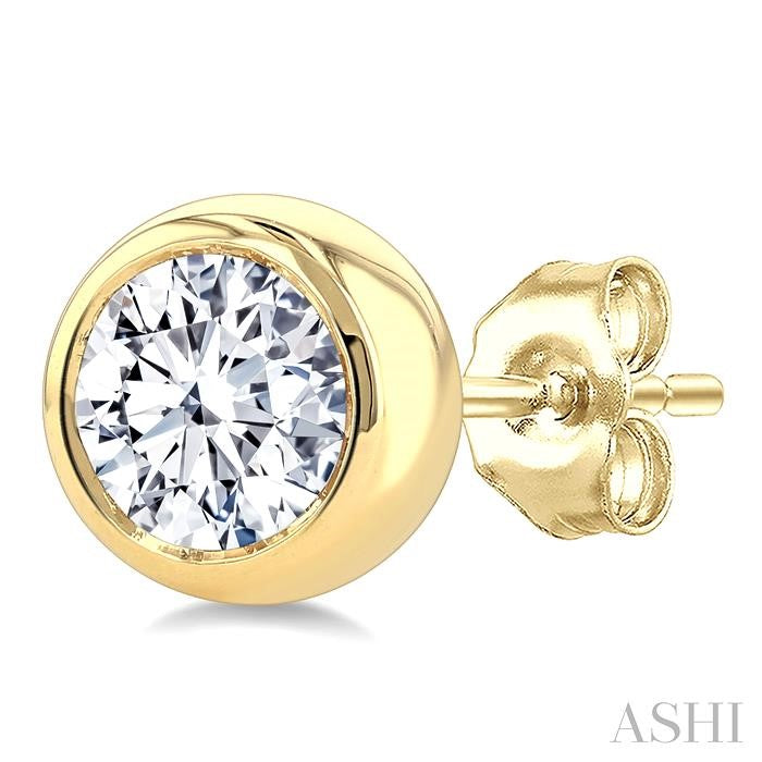 Round Shape Bezel Set Diamond Stud Earrings